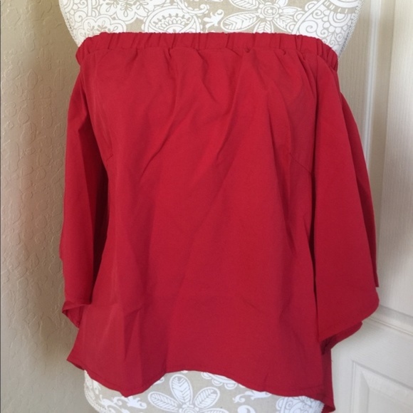 Red Off The Shoulder Blouse - Picture 4 of 8